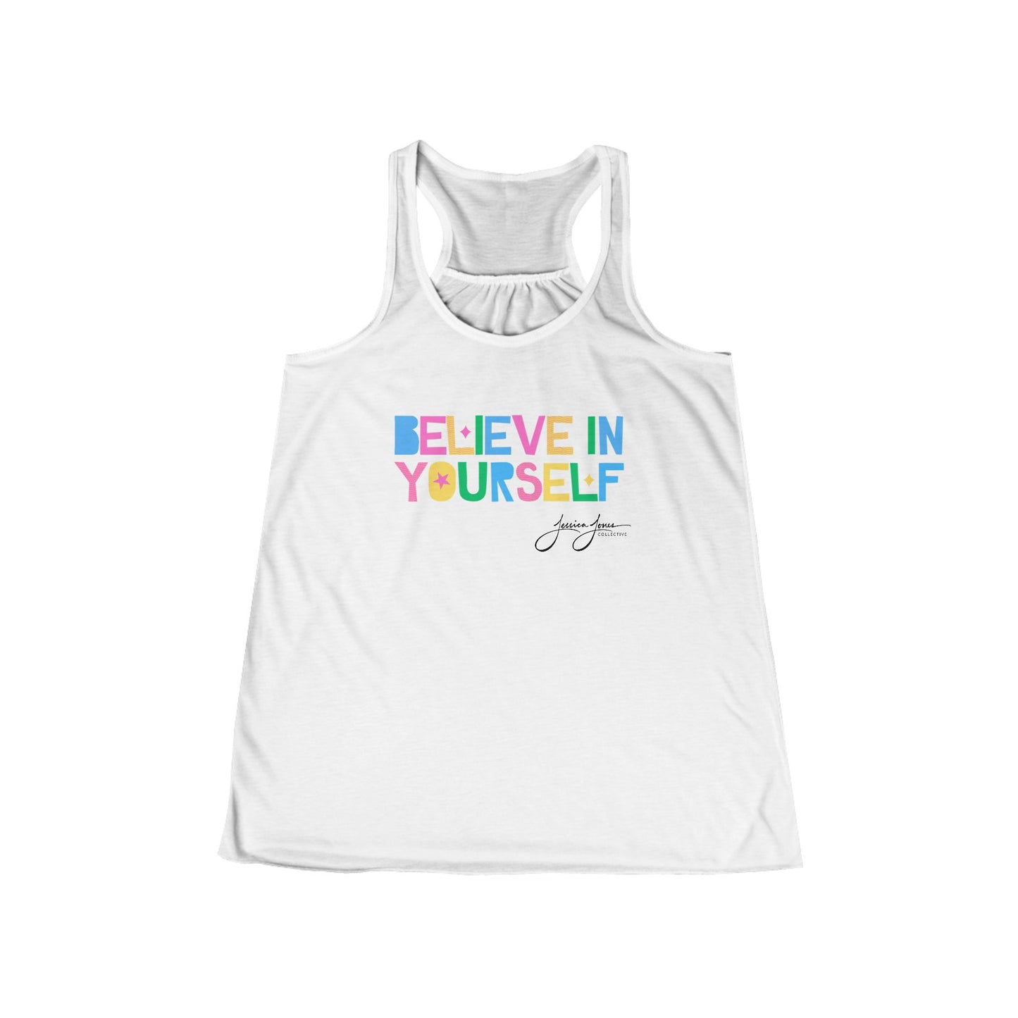 Believe in Yourself Women's Flowy Racerback Tank
