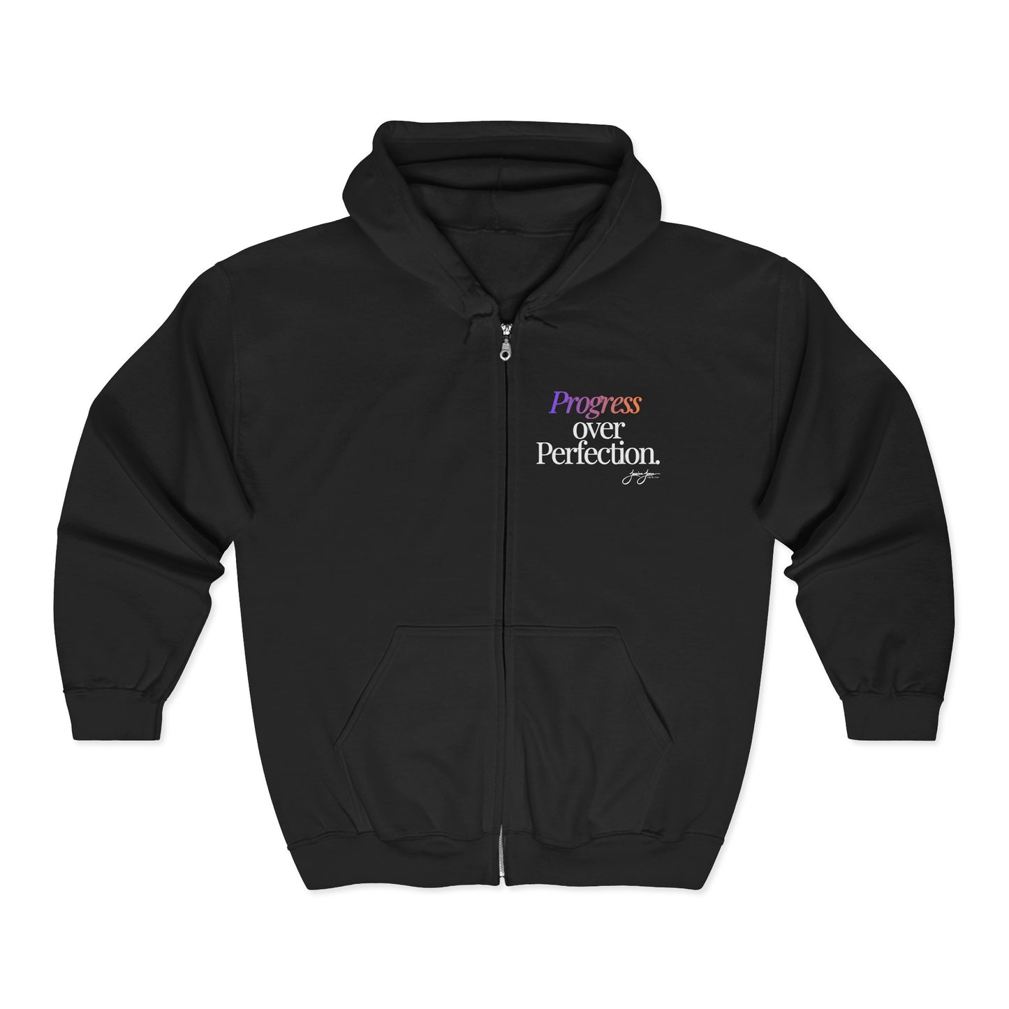 "Progress Over Perfection" Full-Zip Hoodie