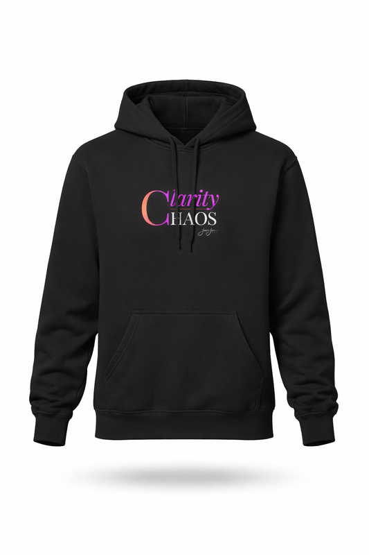 Clarity Over Chaos Script Hoodie — Pink Gradient