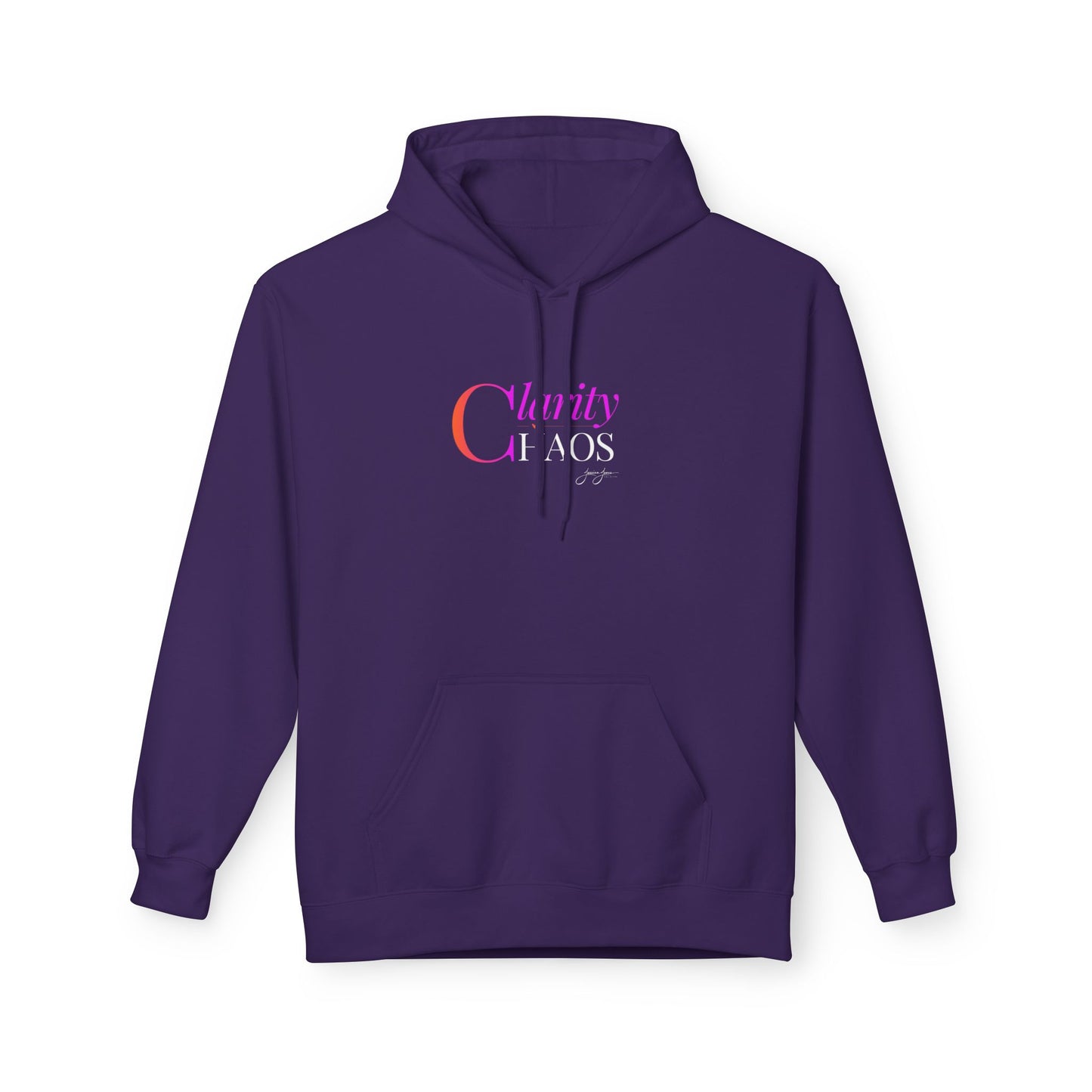 Clarity Over Chaos Script Hoodie — Pink Gradient