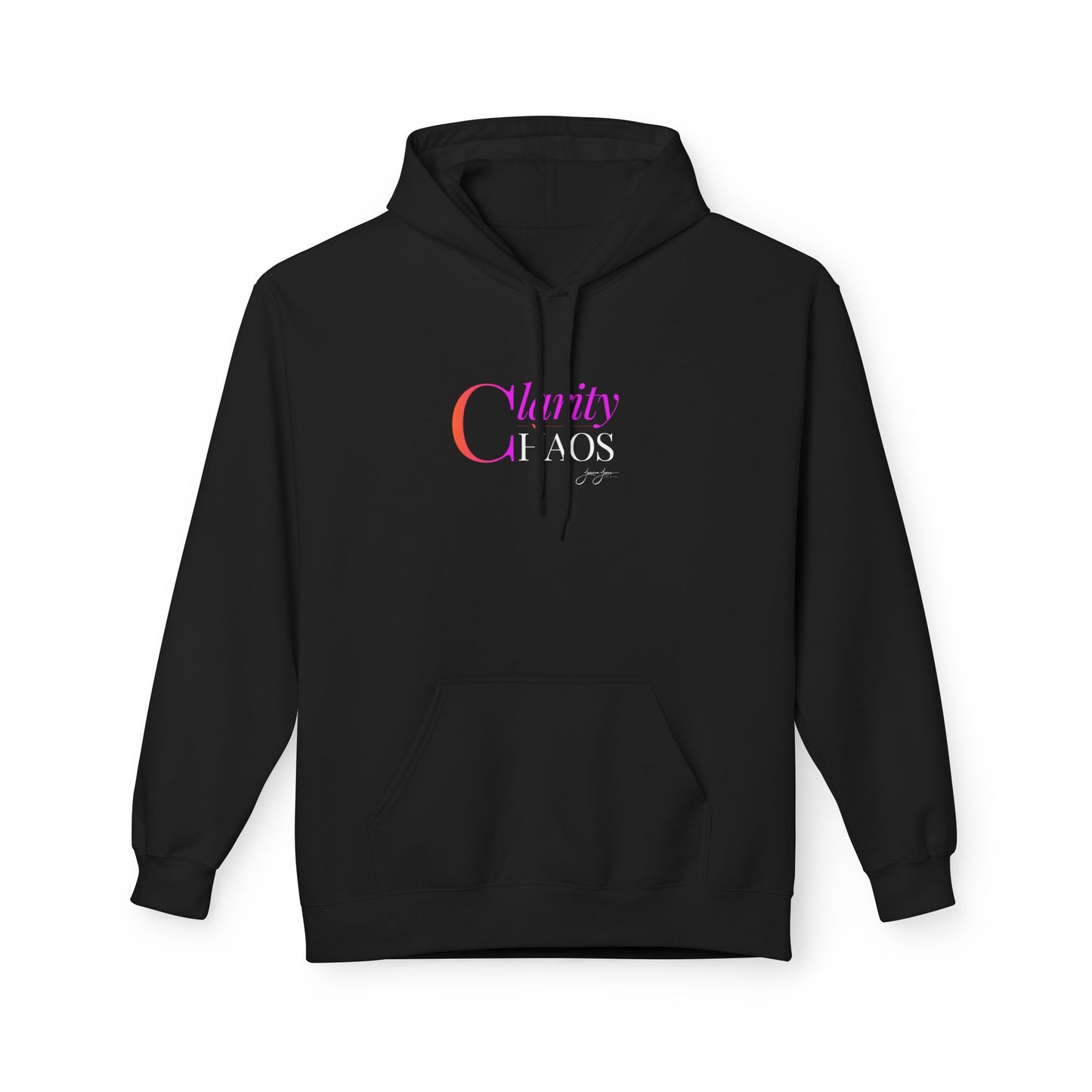 Clarity Over Chaos Script Hoodie — Pink Gradient