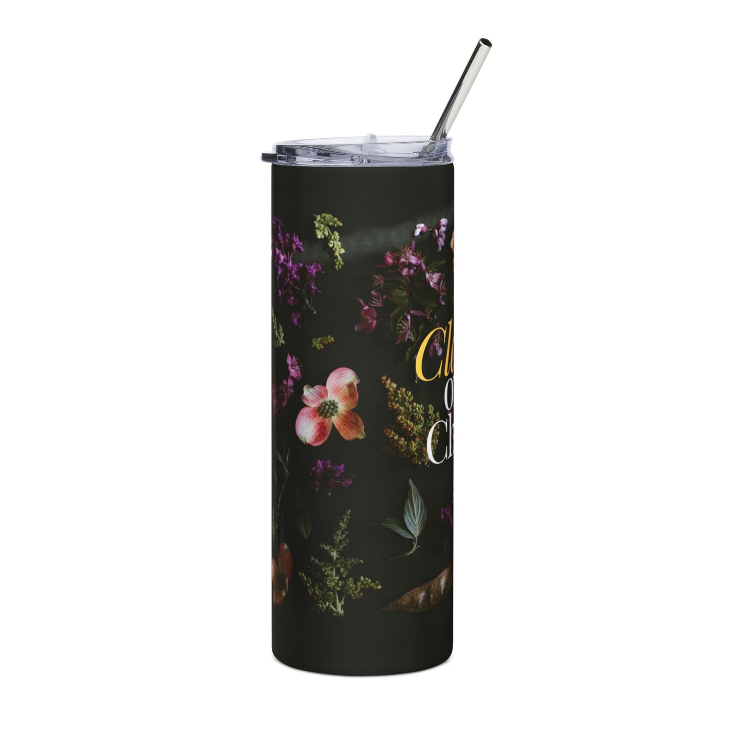 20oz Tumbler — "Clarity Over Chaos" Floral Stainless Steel Travel Cup