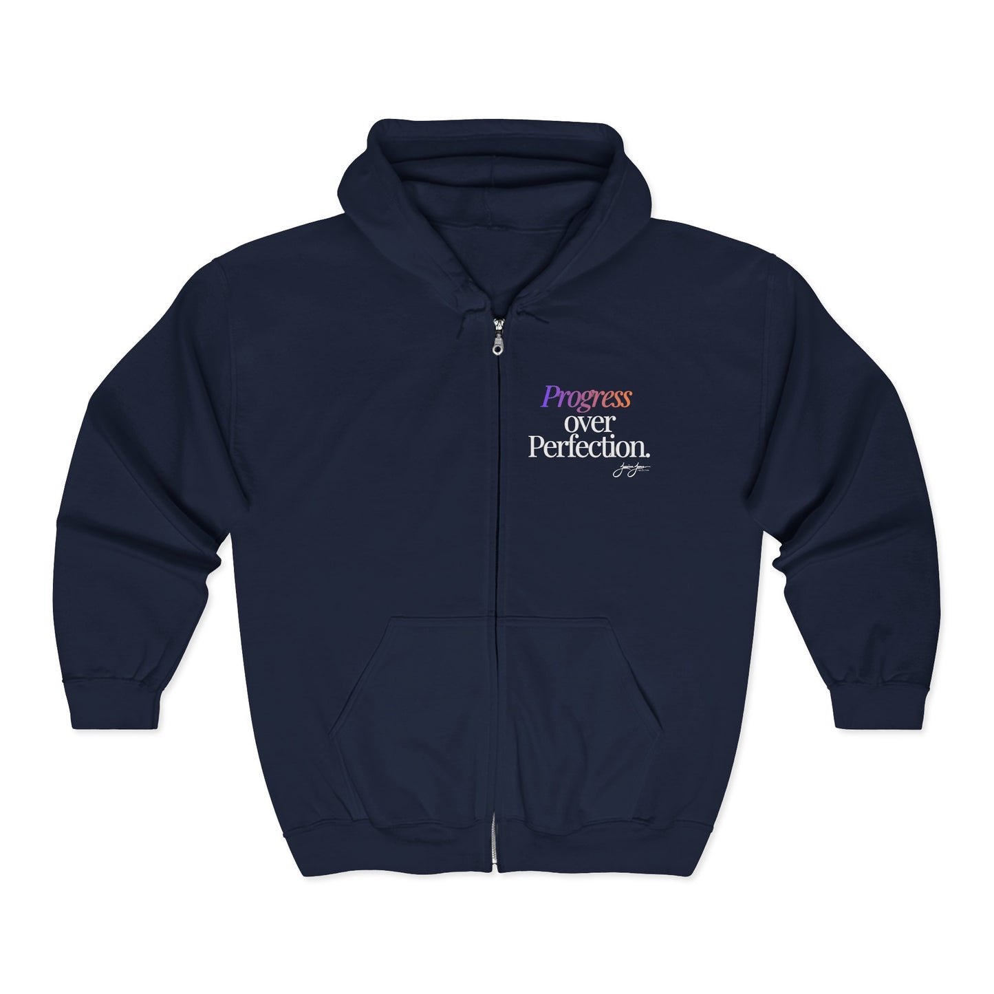 "Progress Over Perfection" Full-Zip Hoodie