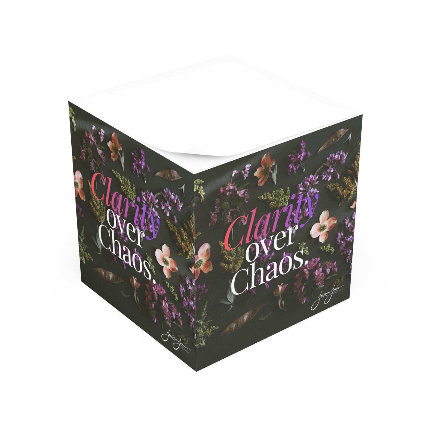 Clarity Over Chaos(TM) Sticky Notes_black flowers