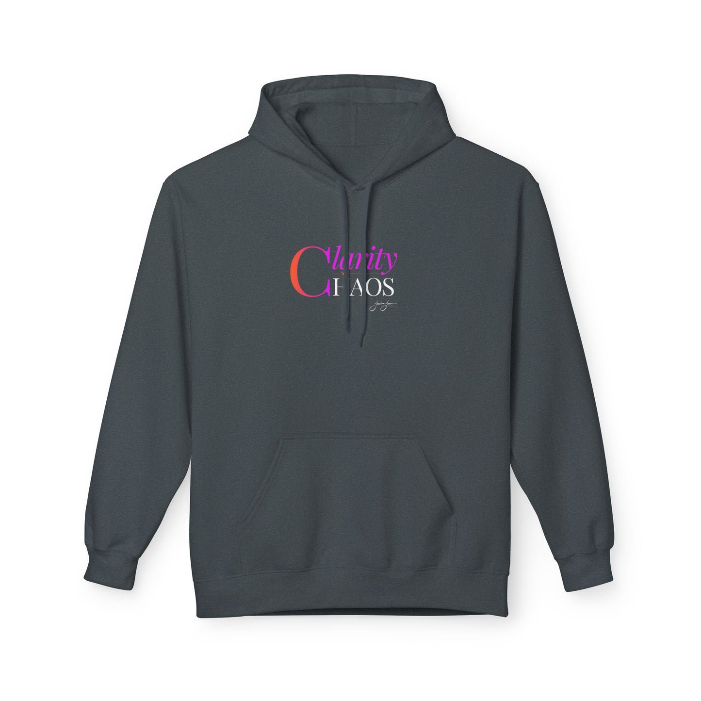 Clarity Over Chaos Script Hoodie — Pink Gradient
